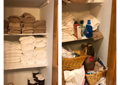 Linen Closet Organizing Before and After